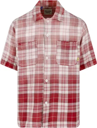 Gallery Dept. Short-Sleeve Plaid Shirt With Button-Down Front And Chest Pockets