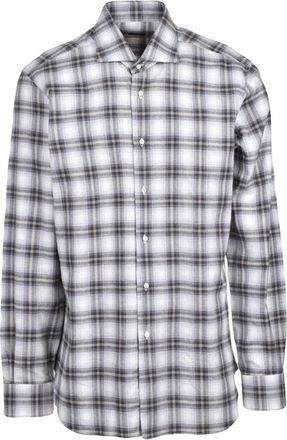 Barba White/Grey Plaid Cotton Flannel Shirt