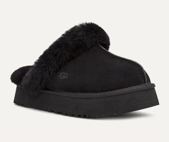 UGG Disquette 1122550-BLK Slipper Womens Black Suede Platform Shoes RHS9101