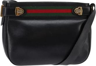 Gucci Pre-owned Leren Crossbody Tas - Dames - Vintage Schoudertas - Zwart - ONE Size - Leer - Vintage
