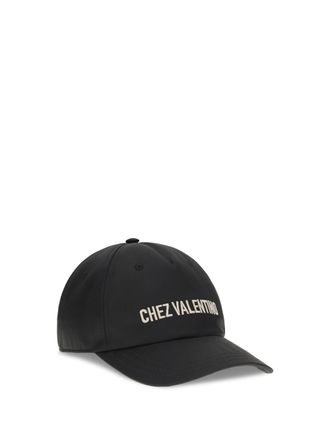Valentino Garavani Mens Chez Valentino Baseball Hat Nero-Burro Cotton; Polyester E Hairbands Nero/burro