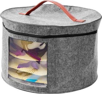 No Brand Caja Para Guardar Sombreros Con Tapa, Caja Grande Redonda Desplegable Para Sombreros Con Asa De Transporte Para Guardar Sombreros De Fieltro, Organiza