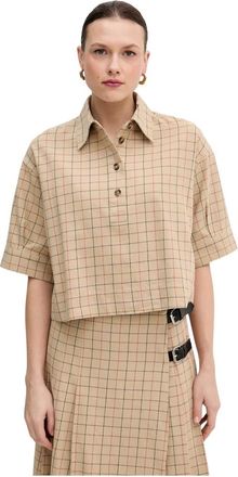 Barbour Overhemden, Dames, Beige, L, Katoen, Hollington Blouse