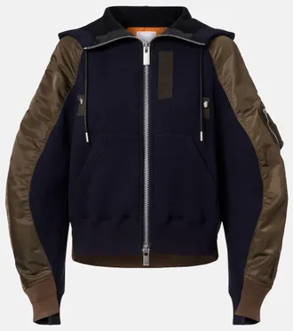 sacai Giacca in misto cotone e twill con cappuccio