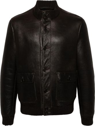 Salvatore Santoro leather bomber jacket - men - Lamb Skin - 54 - Brown