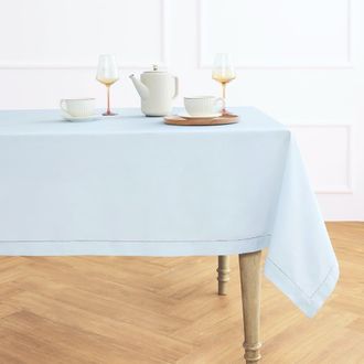 Solino Home Cotton Linen Hemstitch Tablecloth for Dining Table, Holiday and Everyday Table Decor in Light Blue at Nordstrom, Size Xx-Small