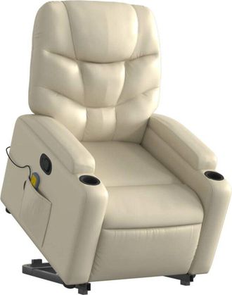 vidaXL Vidaxl - Sill&oacute;n Reclinable De Masaje De Pie Cuero Artificial Color Crema