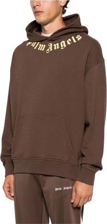 Palm Angels Neck Logo Regular Hoodie - Heren - Hoodies - Bruin - M - Nylon - Hoodies & sweatvesten