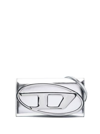 Diesel Cygnus logo-plaque leather crossbody bag - women - Calf Leather/Zinc/Iron/Brass - One Size - Silver