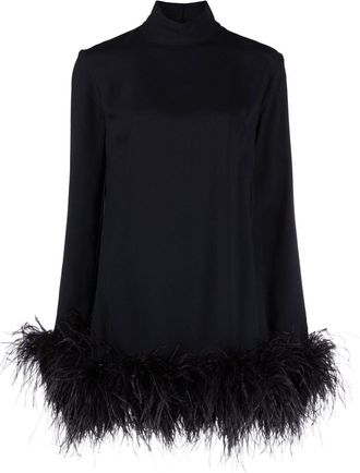Taller Marmo Gina feather-trim mini dress - women - Acetate/Viscose/Ostrich Feather - 38 - Black