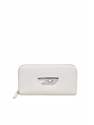 Diesel White Polyurethane Zip-Around Wallet