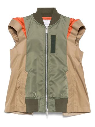 sacai gabardine twill gilet - Green