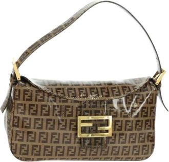 Fendi Pre-owned Shoulder Bags, female, Brown, Size: ONE SIZE Pre-owned Vintage Zucchino Shoulder Bag