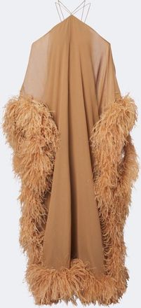 Taller Marmo Sza Sza Spirito feather-trimmed kaftan