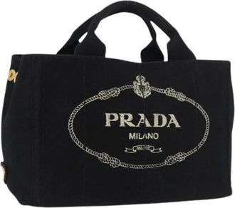 Prada Pre-owned Tote Bags, female, Black, Size: ONE SIZE Pre-owned Vintage Canvas Hand Bag