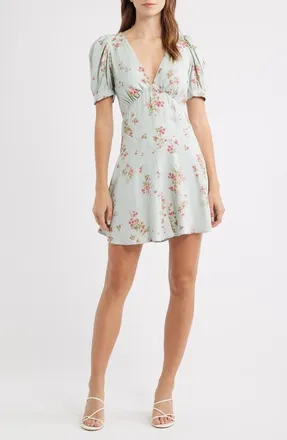 Reformation Naira Puff Sleeve Minidress in Dama at Nordstrom, Size 10