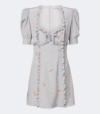 Alessandra Rich Vestido corto de crep&eacute; de china de seda floral