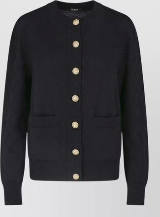 Balmain virgin wool quilted straight-fit crewneck cardigan