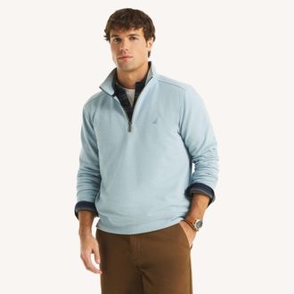 Nautica Mens Classic Fit Piqu Fleece Quarter-Zip Sweatshirt