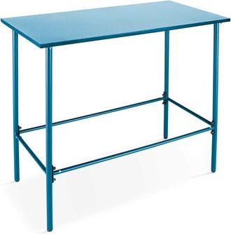Oviala Mesa alta de comedor de metal azul pacífico de 120 cm