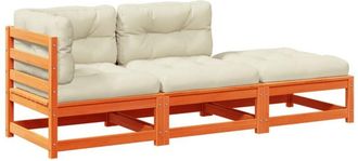 vidaXL Set De Sof&aacute;s Jard&iacute;n 3 Pzas Con Cojines Madera Pino Marr&oacute;n Cera Vidaxl