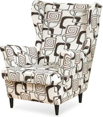 No Brand Juego De 2 Fundas Lavables Para Sillones De Respaldo Alto - Protector De Muebles De Tela Con Estampado Geom&eacute;trico Cuadrado Para Dormitorio Y Sala De E
