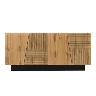 Urban Meuble Aparador moderno de madera y negro con dise&ntilde;o geom&eacute;trico y almacenaje