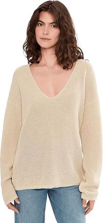Faherty Miramar Linen Deep V Sweater Womens Sweater Summer Sand : SM, Cotton/Linen
