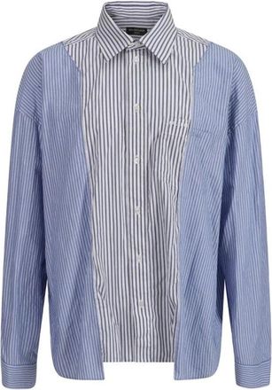 Balenciaga Asymmetrisch Paneel Katoenen Overhemd - Heren - Casual Overhemden - Veelkleurig - S - Katoen - Overhemden