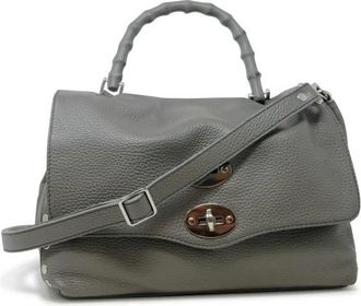 Zanellato Grijze Montebianco Postina Daily S Handtas - Dames - Handtassen - Grijs - ONE Size - Leer - Tassen