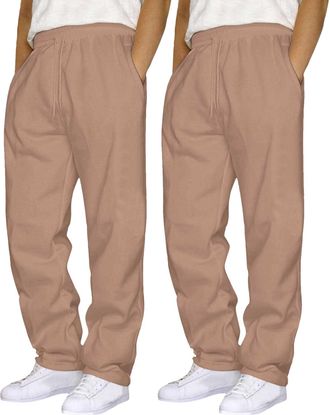 Generic OUMSHBI 2 Pack Jogging Sweatpants Mens Open Hem Chino Pants Fleece Lined Jogger Trousers with Pockets Drawstring Elastic Waist Mens Tracksuits Sweatpa