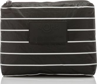 Aloha Collection Small Pinstripe Water Resistant Tyvek Zip Pouch in White/black at Nordstrom Rack
