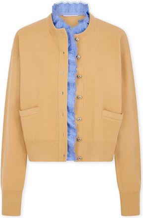Paco Rabanne Cardigan met satijnen details - Dames - Truien - Beige - Maat: M Satijn