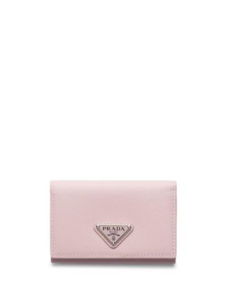 Prada triangle-logo leather card holder - Pink