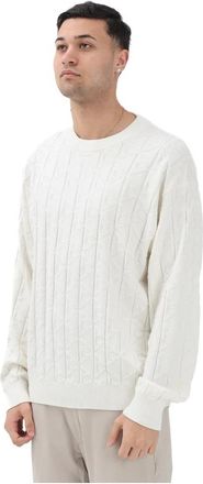 Calvin Klein Jeans Allover Emblem Logo Relaxed Jumper - Heren - Ronde hals truien - Beige - XL - Katoen - Truien & Vesten