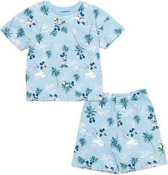 Disney Mickey Mouse Baby Boys French Terry 2-Piece T-Shirt and Shorts Set in Blue at Nordstrom, Size 18M