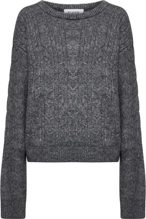 Silvian Heach Gem&ecirc;leerd shirt met reli&euml;fpatroon - Dames - Ronde hals truien - Grijs - XS - Leer - Truien & Vesten
