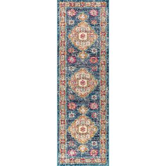 Jonathan Y Designs Bohemian FLAIR Boho Vintage Medallion Area Rug in Navy/red at Nordstrom, Size 5Ft 0In X 8Ft 0In