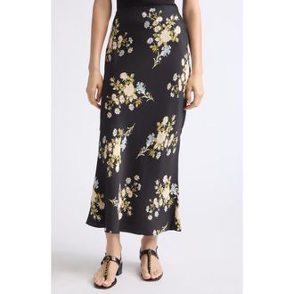 Veronica Beard Clover Floral Silk Blend Maxi Skirt in Black Multi at Nordstrom, Size 12