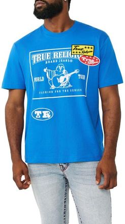 True Religion Logo Patch Graphic T-Shirt in Lapis Blue at Nordstrom, Size Xxx-Large