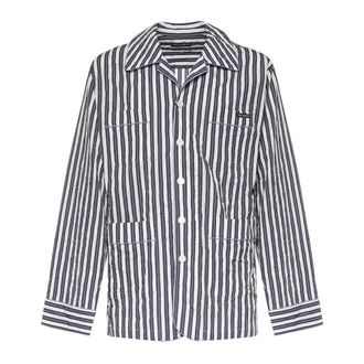 Dolce & Gabbana Casual Shirts, male, Black, Size: XL Crinkled Striped Vanity Shirt