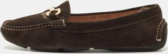 Ferragamo Brown Suede Gancini Loafers