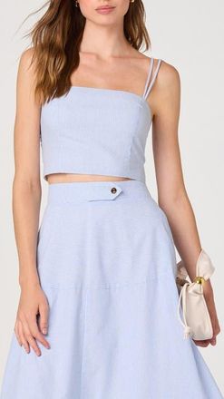 ASTR the Label Azzura Stripe Crop Top in Blue Stripe at Nordstrom, Size X-Small