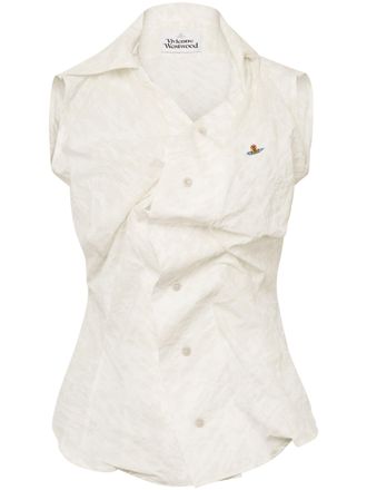Vivienne Westwood Draped Sleeveless Shirt with Button-Down Front