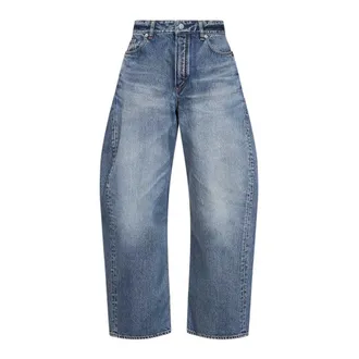 Alaia Wide Jeans - female - Ala&iuml;a - Loose Fit Jeans - Blue - W30 - Jeans