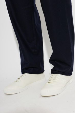 Giorgio Armani Leather Sports Shoes With Embossed Logo, Mens, Cream