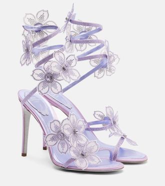 Rene Caovilla Floriane floral-applique satin sandals