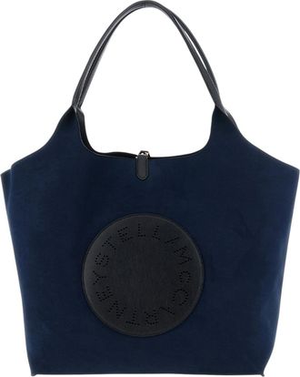 Stella McCartney Navy Blue Logo Reversible Large Tote