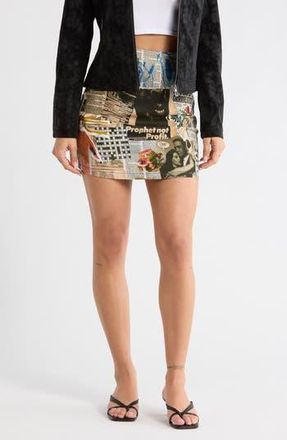 Desigual Newspaper Print Miniskirt in Light Beige at Nordstrom Rack, Size X-Small