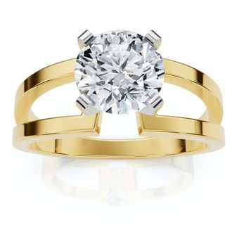 Pompeii3 Certified 2ct Round Solitaire Lab Grown Diamond Engagement Ring 14K Yellow Gold Size Selectable